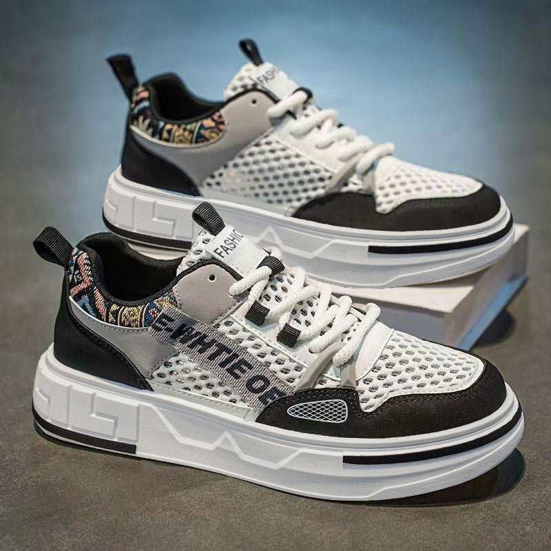 Men's Silver, Gray and Black Mesh Retro Trainer Sneakers
