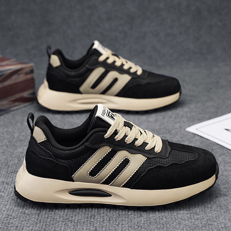 Men's Black and Beige Platform Running Sneakers