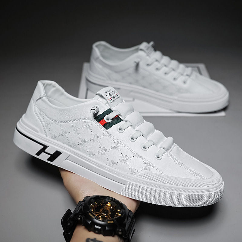 Men's White, Silver and Black Slip-On Sneakers