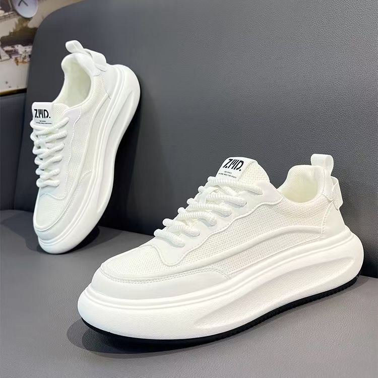 Men's Triple White Mesh Platform Sneakers