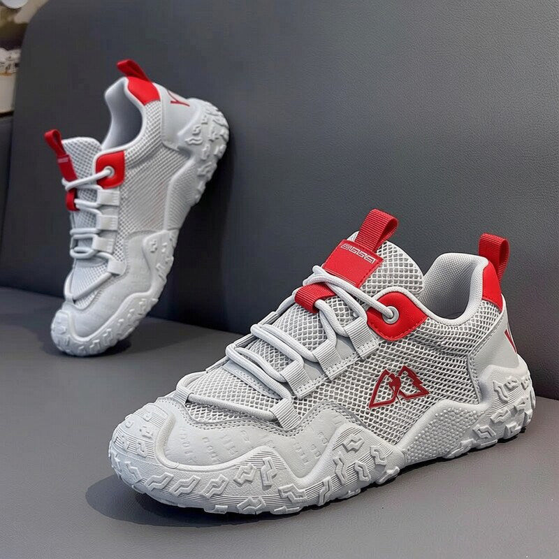 Men's Silver, Green and Navy Mesh Running Sneakers