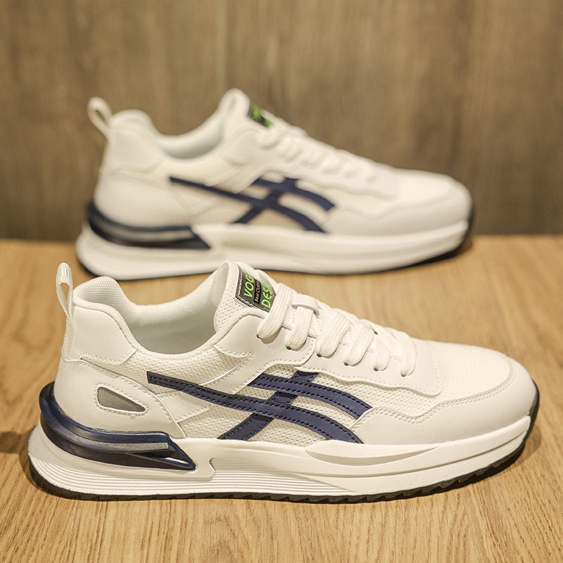 Men's White and Navy Retro Running Sneakers
