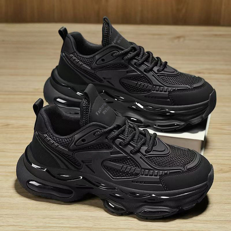 Men's Black, Navy and Sage Green Mesh Platform Running Sneakers