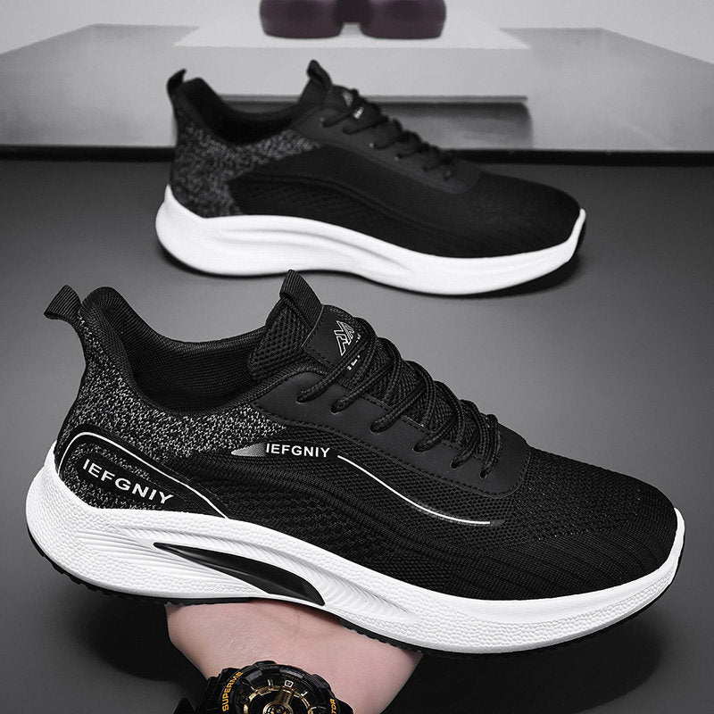 Men's White, Black and Navy Mesh Running Sneakers
