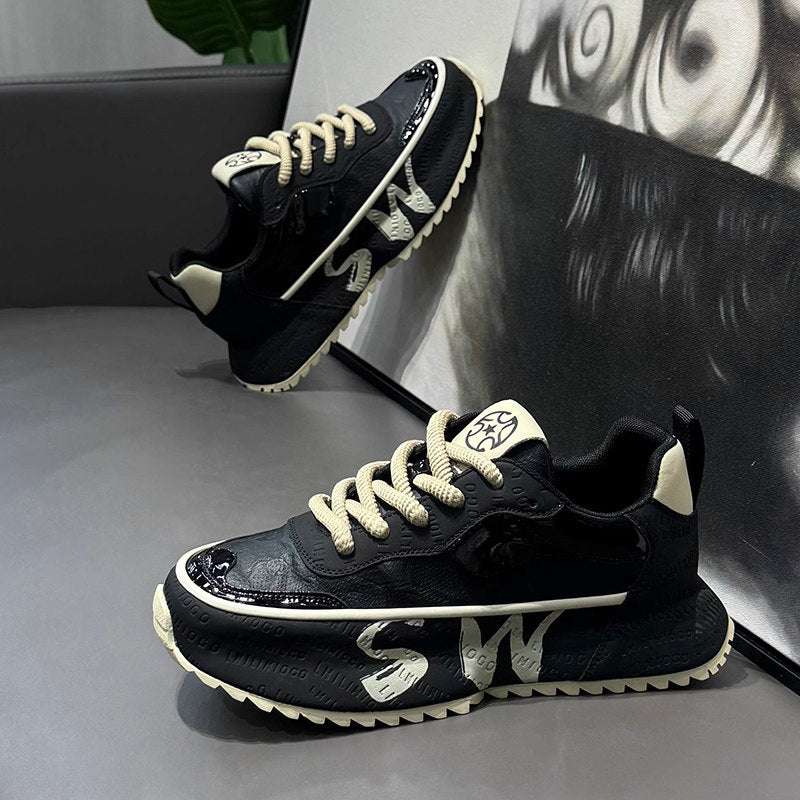 Men's Black, Gray and Navy Platform Casual Sneakers