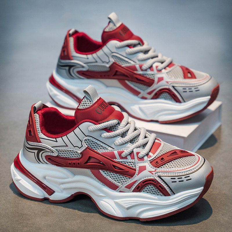 Men's Silver, Gray and Brown Mesh Running Sneakers
