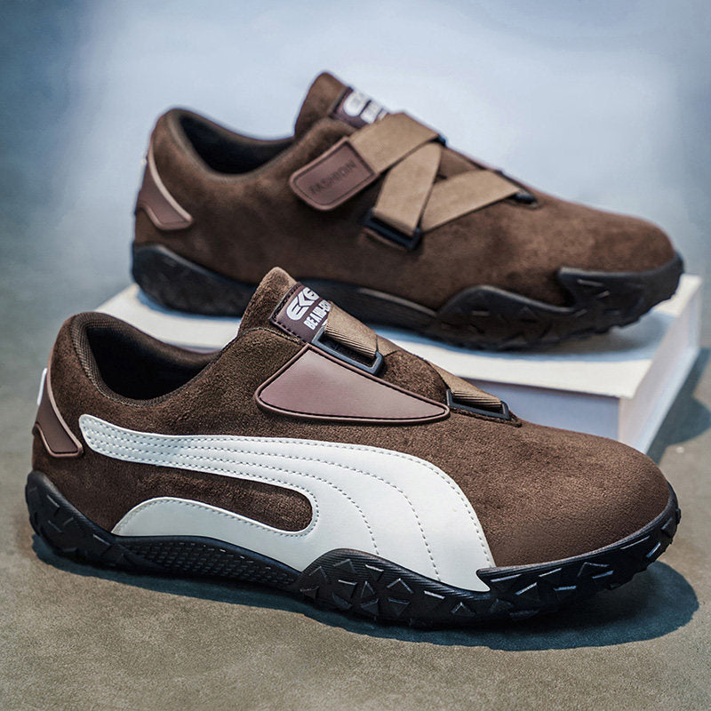 Men's Brown and White Strap Retro Sneakers