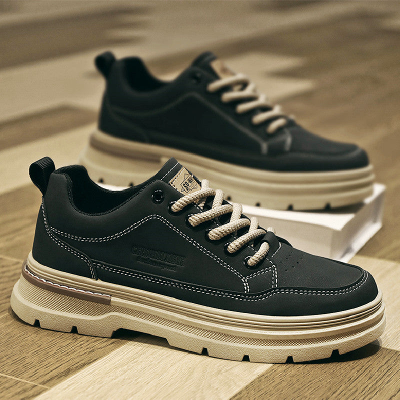 Men's Black, Tan and Olive Retro Trainer Sneakers