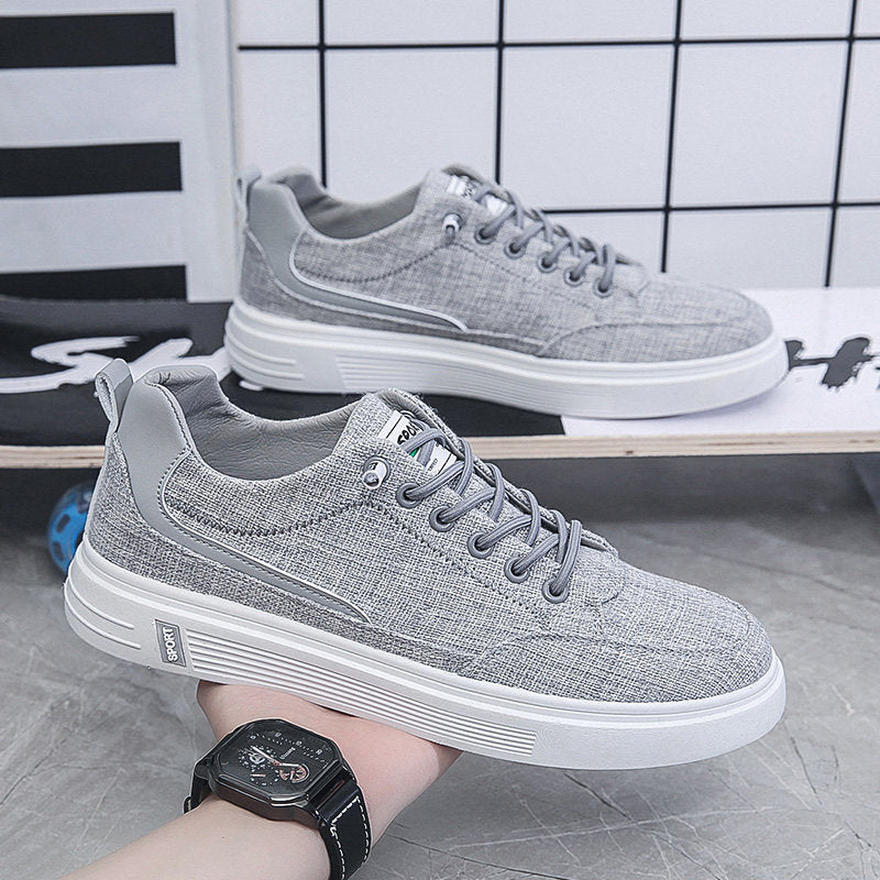 Men's Gray Knit Platform Canvas Sneakers