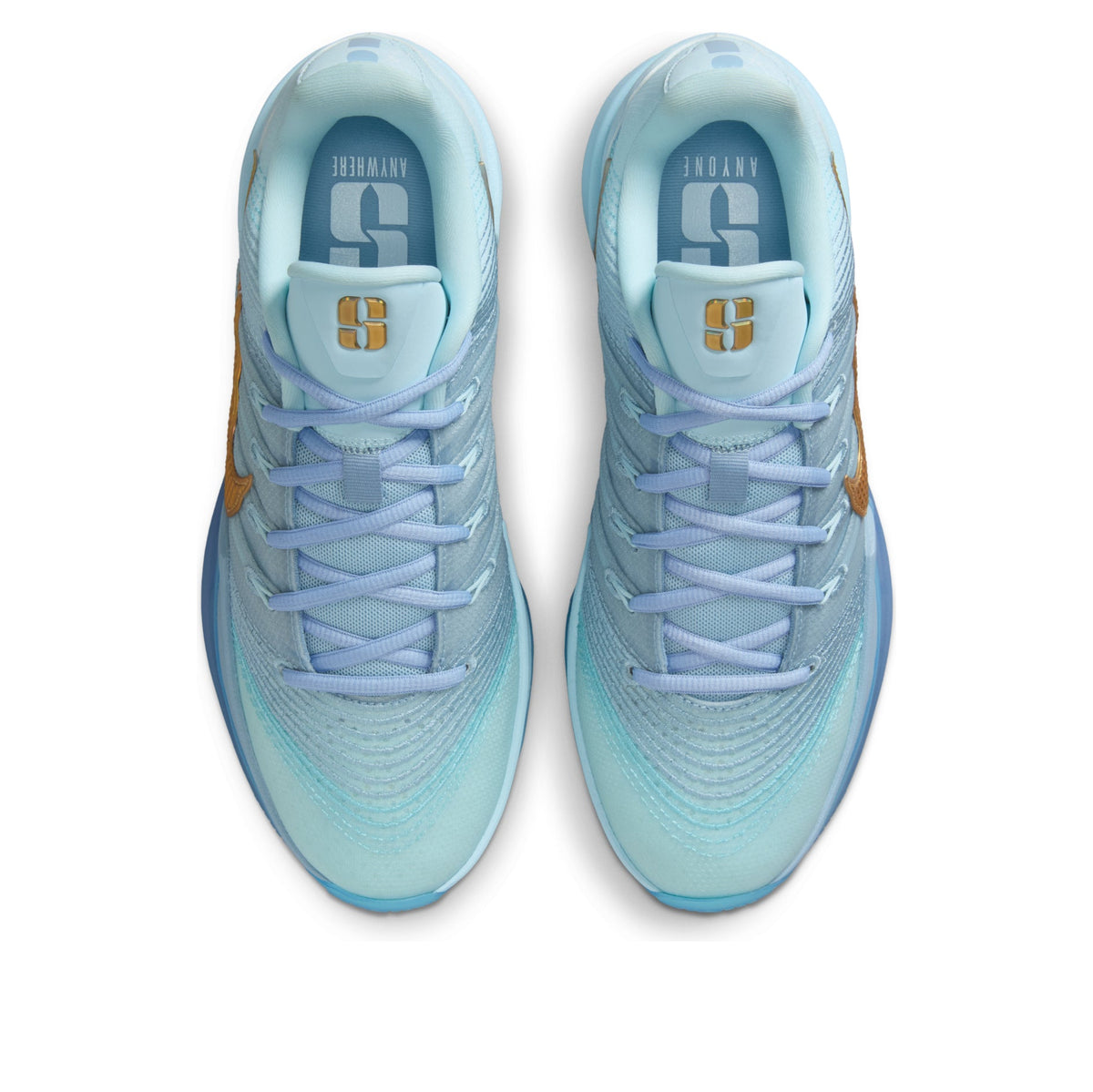 Nike Ice Blue & Gold Low-Top Basketball Shoes
