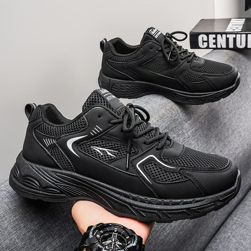 Men's White, Black and Navy Mesh Retro Running Sneakers
