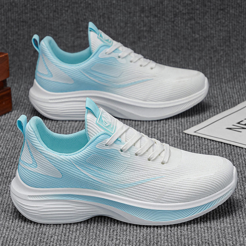 Men's White, Silver and Cream Mesh Platform Running Sneakers