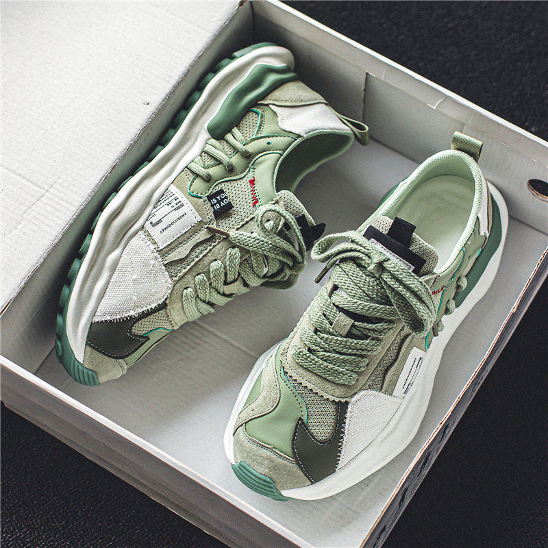 Men's Sage and Gray Chunky Running Sneakers