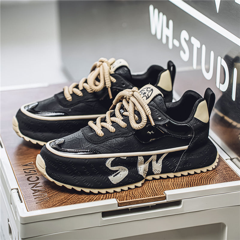 Men's Black, Gray and Navy Platform Casual Sneakers