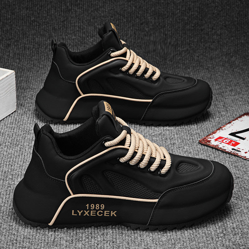 Men's Black, Cream and Silver Platform Running Sneakers