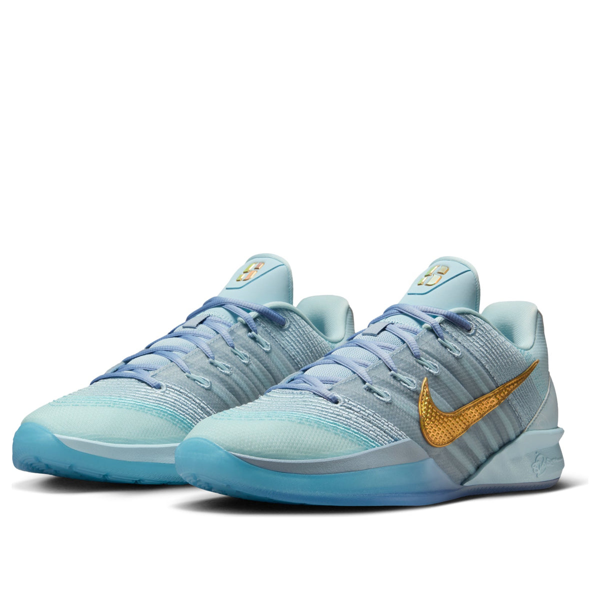 Nike Ice Blue & Gold Low-Top Basketball Shoes