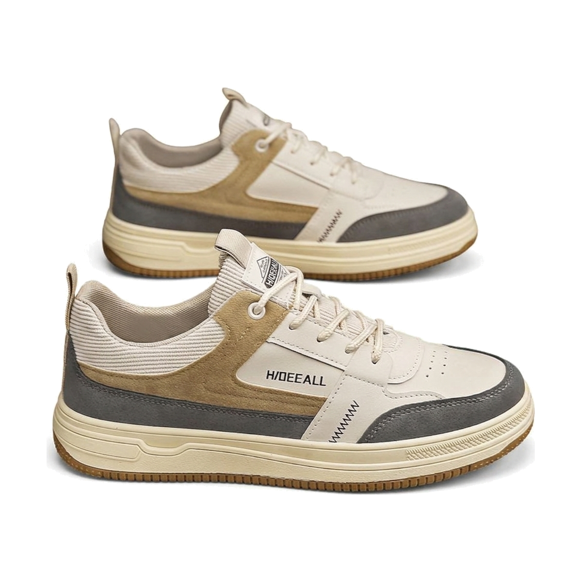 Men's Beige, Tan and Brown Retro Retro Trainer Sneakers