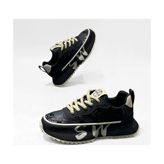 Men's Black, Gray and Navy Platform Casual Sneakers