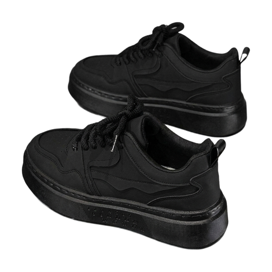 Men's Black, Tan and Navy Platform Retro Trainer Sneakers