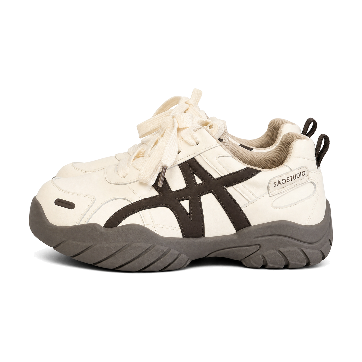 Men's Brown, Tan and Beige Platform Retro Trainer Sneakers