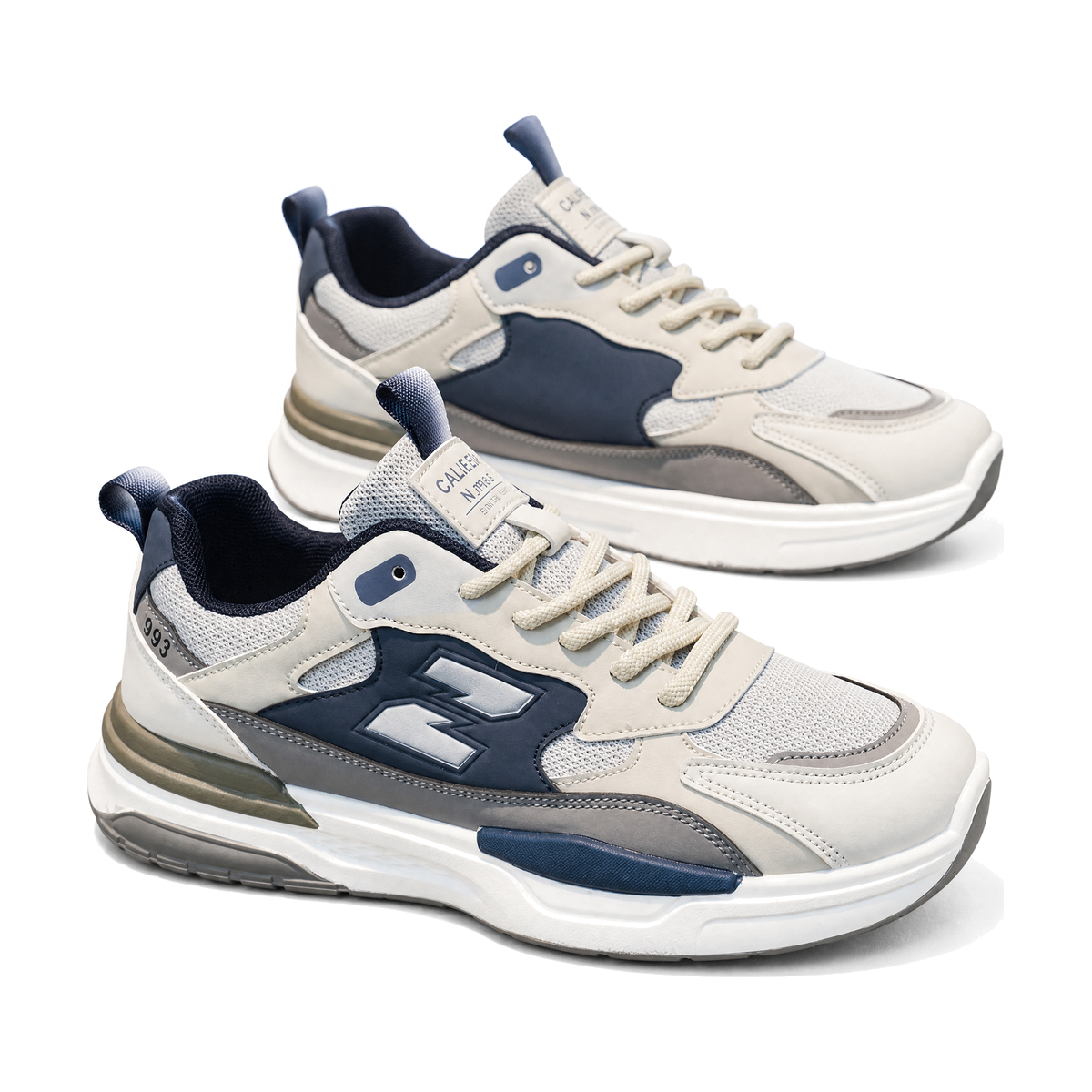 Men's Gray and Navy Chunky Running Sneakers