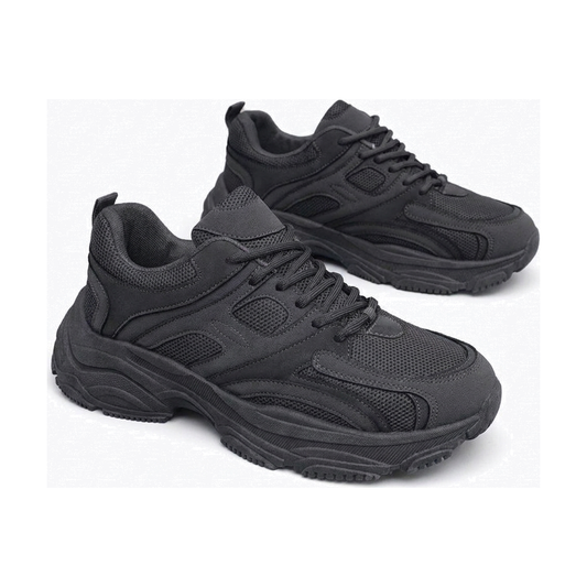 Men's Navy, Black and Green Mesh Platform Casual Sneakers