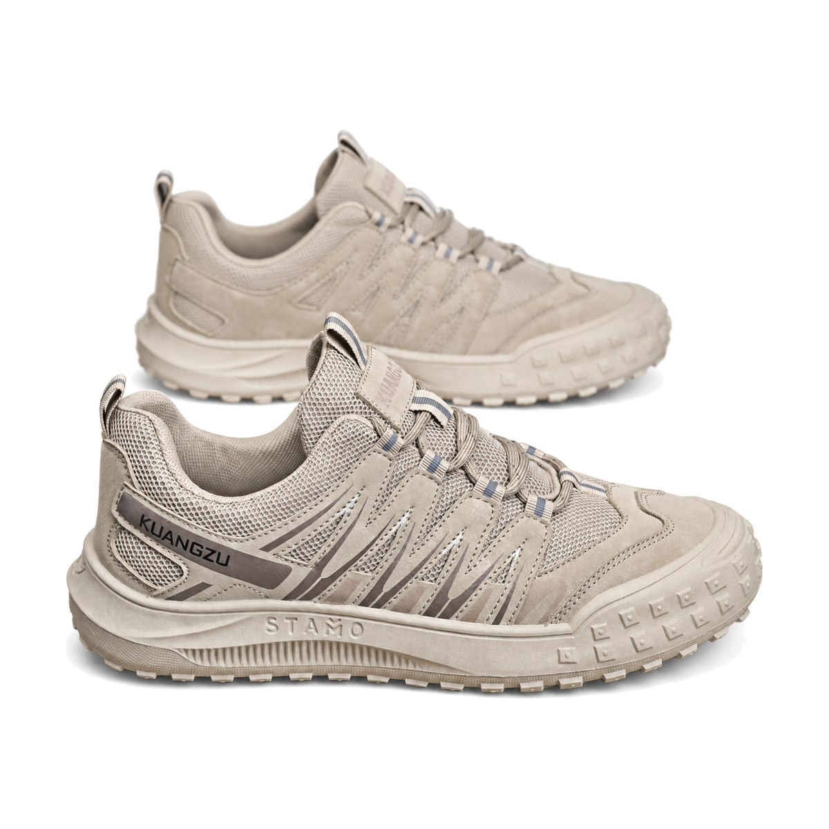 Men's Sage Green, Black and Silver Outdoor Walking Sneakers