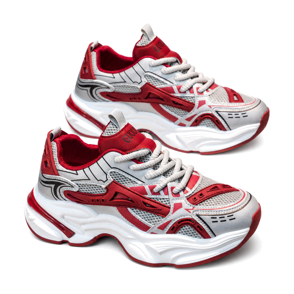 Men's Silver, Gray and Brown Mesh Running Sneakers