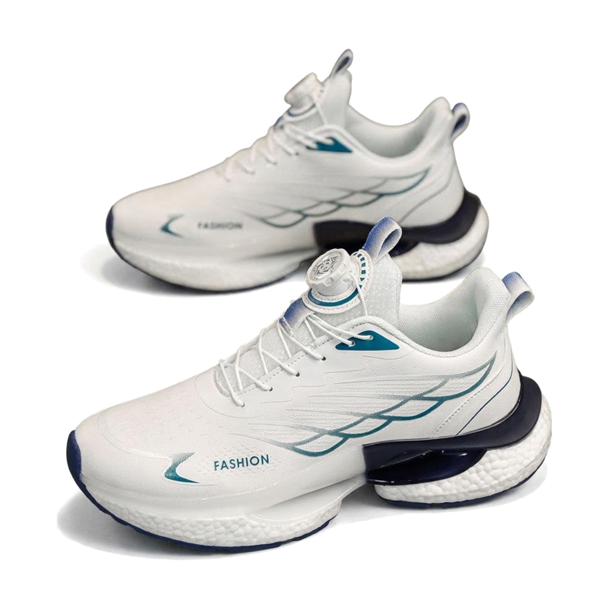 Men's White, Cream and Olive Running Sneakers