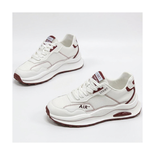 Men's White, Olive and Silver Mesh Platform Casual Sneakers